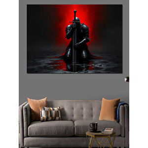 Kırmızı Arka Planlı Suikastçı Dekoratif Kanvas - Mdf Ahşap Tablo 100x140 cm