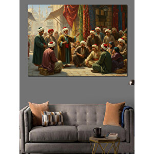 Divanda Bilgelerin Derin Sohbeti Dekoratif Kanvas - Mdf Ahşap Tablo 100x140 cm