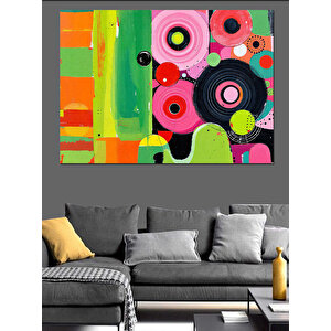 Renkli Soyut Daire Patlaması Dekoratif Kanvas - Mdf Ahşap Tablo 100x140 cm