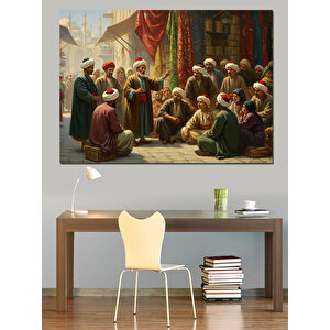 Divanda Bilgelerin Derin Sohbeti Dekoratif Kanvas - Mdf Ahşap Tablo