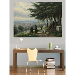 Eski Mezarlık Dekoratif Kanvas - Mdf Ahşap Tablo 35x50 cm