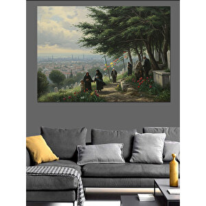 Eski Mezarlık Dekoratif Kanvas - Mdf Ahşap Tablo 35x50 cm