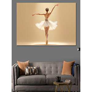 Beyaz Fonlu Zarif Balerin Dekoratif Kanvas - Mdf Ahşap Tablo 35x50 cm