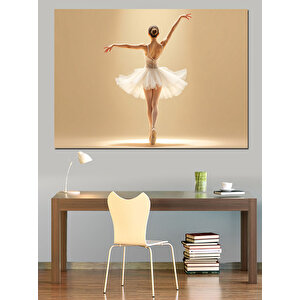 Beyaz Fonlu Zarif Balerin Dekoratif Kanvas - Mdf Ahşap Tablo 35x50 cm