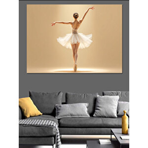 Beyaz Fonlu Zarif Balerin Dekoratif Kanvas - Mdf Ahşap Tablo 35x50 cm