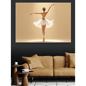 Beyaz Fonlu Zarif Balerin Dekoratif Kanvas - Mdf Ahşap Tablo