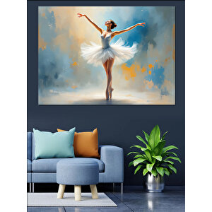 Mavi Fırçalı Balerin Figürü Dekoratif Kanvas - Mdf Ahşap Tablo 50x70 cm
