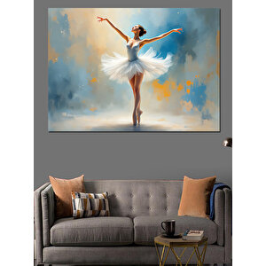 Mavi Fırçalı Balerin Figürü Dekoratif Kanvas - Mdf Ahşap Tablo 50x70 cm