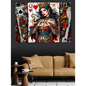 Kupa Kraliçesi Oyun Kartı Dekoratif Kanvas - Mdf Ahşap Tablo 50x70 cm