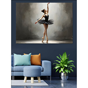Balerin Zarif Hareket Siyah Dekoratif Kanvas - Mdf Ahşap Tablo 70x100 cm