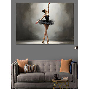 Balerin Zarif Hareket Siyah Dekoratif Kanvas - Mdf Ahşap Tablo 70x100 cm
