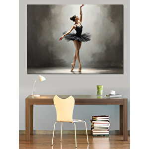Balerin Zarif Hareket Siyah Dekoratif Kanvas - Mdf Ahşap Tablo