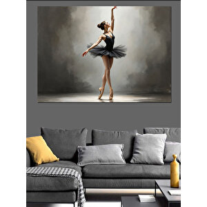 Balerin Zarif Hareket Siyah Dekoratif Kanvas - Mdf Ahşap Tablo