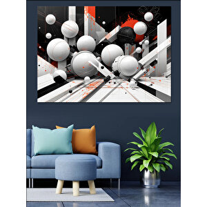 Soyut Küresel Geometrik Kompozisyon Dekoratif Kanvas - Mdf Ahşap Tablo 50x70 cm