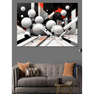 Soyut Küresel Geometrik Kompozisyon Dekoratif Kanvas - Mdf Ahşap Tablo 50x70 cm