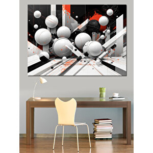 Soyut Küresel Geometrik Kompozisyon Dekoratif Kanvas - Mdf Ahşap Tablo 50x70 cm