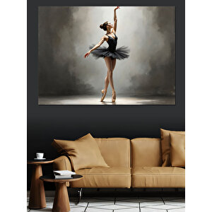 Balerin Zarif Hareket Siyah Dekoratif Kanvas - Mdf Ahşap Tablo 100x140 cm