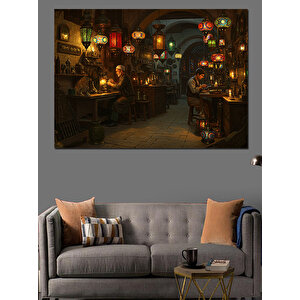 Loş Işıkta Antikacı Dükkânı Dekoratif Kanvas - Mdf Ahşap Tablo 50x70 cm