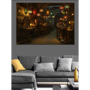Loş Işıkta Antikacı Dükkânı Dekoratif Kanvas - Mdf Ahşap Tablo 100x140 cm