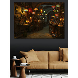 Loş Işıkta Antikacı Dükkânı Dekoratif Kanvas - Mdf Ahşap Tablo