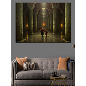 Sarnıçta Kadın Ve Çocuğu Dekoratif Kanvas - Mdf Ahşap Tablo