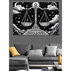 Terazi Burcu Temalı Dekoratif Kanvas - Mdf Ahşap Tablo 70x100 cm