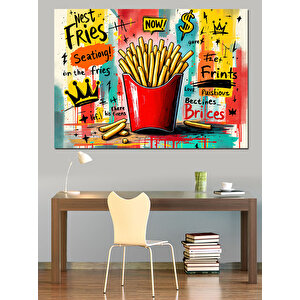 Grafiti Tarzı Patates Kızartması Dekoratif Kanvas - Mdf Ahşap Tablo 50x70 cm