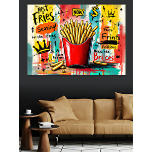 Grafiti Tarzı Patates Kızartması Dekoratif Kanvas - Mdf Ahşap Tablo
