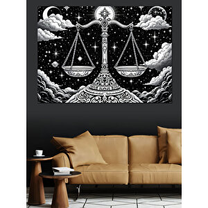 Terazi Burcu Temalı Dekoratif Kanvas - Mdf Ahşap Tablo 35x50 cm
