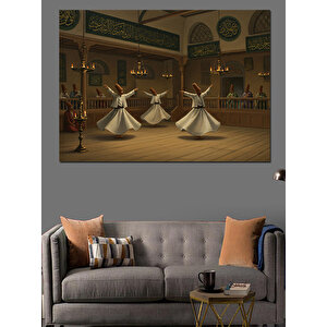 Semazenlerle Ruhani Dönüşler Dekoratif Kanvas - Mdf Ahşap Tablo 50x70 cm