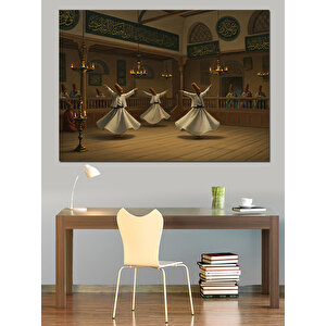 Semazenlerle Ruhani Dönüşler Dekoratif Kanvas - Mdf Ahşap Tablo 50x70 cm