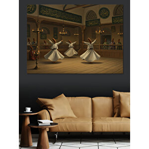 Semazenlerle Ruhani Dönüşler Dekoratif Kanvas - Mdf Ahşap Tablo