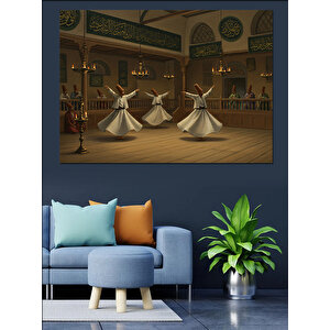 Semazenlerle Ruhani Dönüşler Dekoratif Kanvas - Mdf Ahşap Tablo