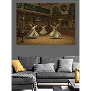 Semazenlerle Ruhani Dönüşler Dekoratif Kanvas - Mdf Ahşap Tablo 70x100 cm