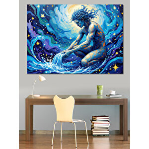 Kova Burcu Temalı Dekoratif Kanvas - Mdf Ahşap Tablo 70x100 cm
