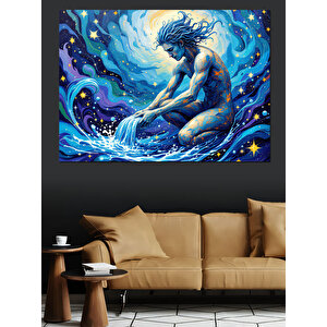 Kova Burcu Temalı Dekoratif Kanvas - Mdf Ahşap Tablo 70x100 cm