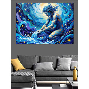 Kova Burcu Temalı Dekoratif Kanvas - Mdf Ahşap Tablo 50x70 cm