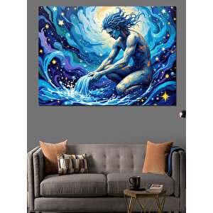 Kova Burcu Temalı Dekoratif Kanvas - Mdf Ahşap Tablo