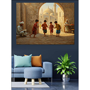 Meşe Oynayan Çocuklar Dekoratif Kanvas - Mdf Ahşap Tablo