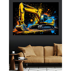 Kepçe Boya Sıçraması Stil Dekoratif Kanvas - Mdf Ahşap Tablo 50x70 cm