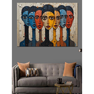 Renkli Suratlar Maskeler Duvar Dekoratif Kanvas - Mdf Ahşap Tablo 50x70 cm