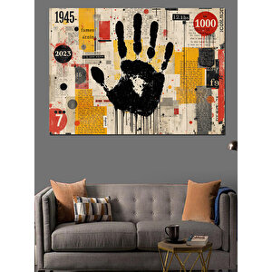 Duvara Baskılı Siyah El Dekoratif Kanvas - Mdf Ahşap Tablo 100x140 cm