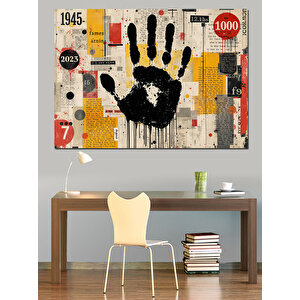 Duvara Baskılı Siyah El Dekoratif Kanvas - Mdf Ahşap Tablo 100x140 cm