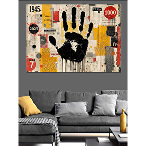 Duvara Baskılı Siyah El Dekoratif Kanvas - Mdf Ahşap Tablo 100x140 cm