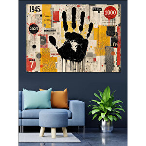 Duvara Baskılı Siyah El Dekoratif Kanvas - Mdf Ahşap Tablo