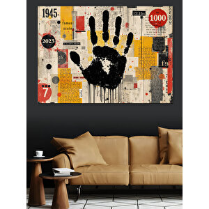 Duvara Baskılı Siyah El Dekoratif Kanvas - Mdf Ahşap Tablo