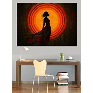 Kırmızı Elbiseli Gölge Kadın Dekoratif Kanvas - Mdf Ahşap Tablo 100x140 cm