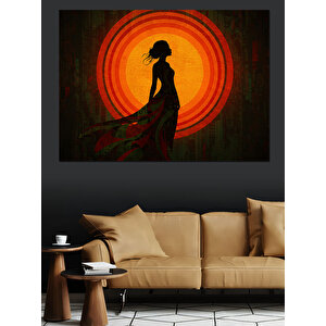 Kırmızı Elbiseli Gölge Kadın Dekoratif Kanvas - Mdf Ahşap Tablo 100x140 cm
