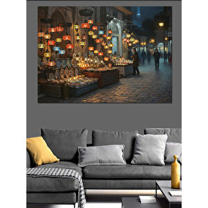 Kapalıçarşıda Renkli Lamba Caddesi Dekoratif Kanvas - Mdf Ahşap Tablo 70x100 cm