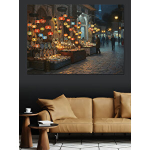 Kapalıçarşıda Renkli Lamba Caddesi Dekoratif Kanvas - Mdf Ahşap Tablo 70x100 cm